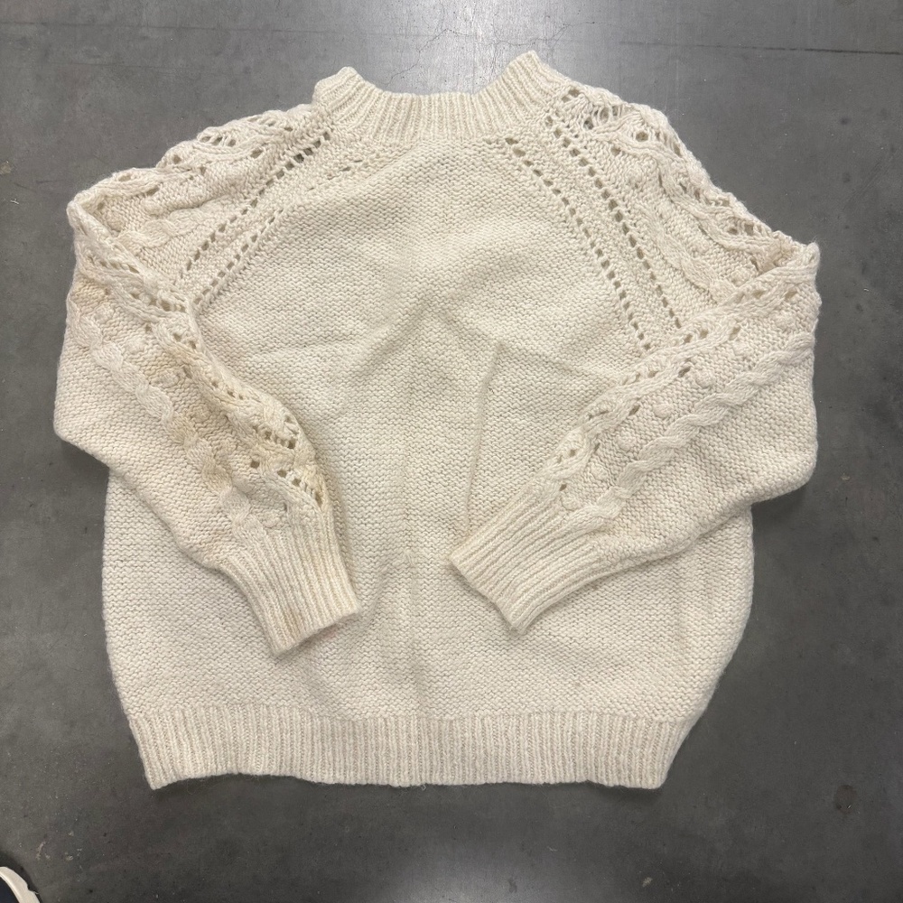 J. Crew Cream Cable Knit Bobble Sweater Cottagecore Boho Flawed Size Unknown